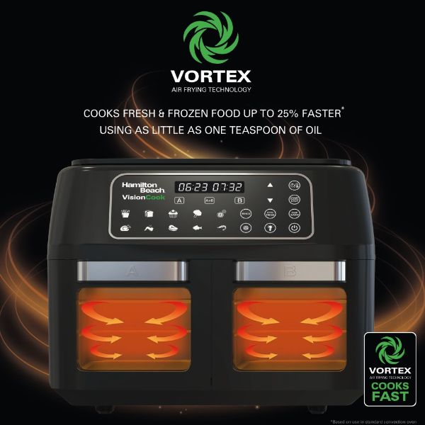 Hamilton Beach Visioncook Dual Airfryer, Digital Airfryer Oven - 11L